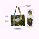 Handblock Printed Quilted Tote Bag with concealed zip ( 17x18x 6 inches)