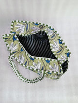 Handblock Printed Quilted Tote Bag with concealed zip ( 17x18x 6 inches)