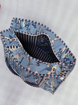 Handblock Printed Quilted Tote Bag with concealed zip ( 17x18x 6 inches)