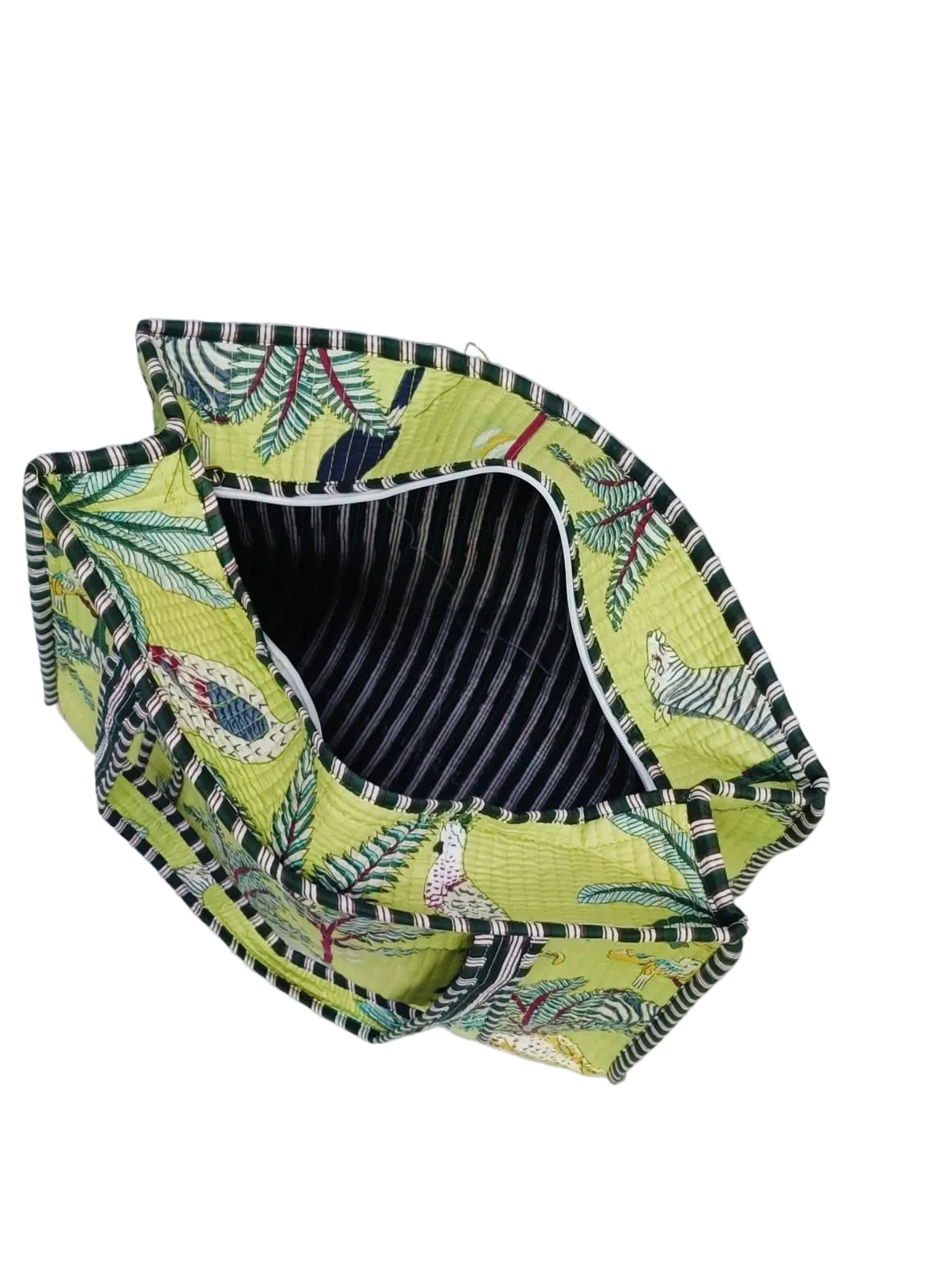 Handblock Printed Quilted Tote Bag with concealed zip ( 17x18x 6 inches)