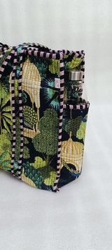 Handblock Printed Quilted Tote Bag with concealed zip ( 17x18x 6 inches)