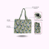 Handblock Printed Quilted Tote Bag with concealed zip ( 17x18x 6 inches)