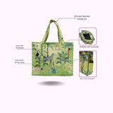 Handblock Printed Quilted Tote Bag with concealed zip ( 17x18x 6 inches)