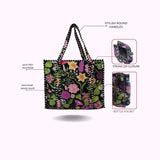 Handblock Printed Quilted Tote Bag with concealed zip ( 17x18x 6 inches)