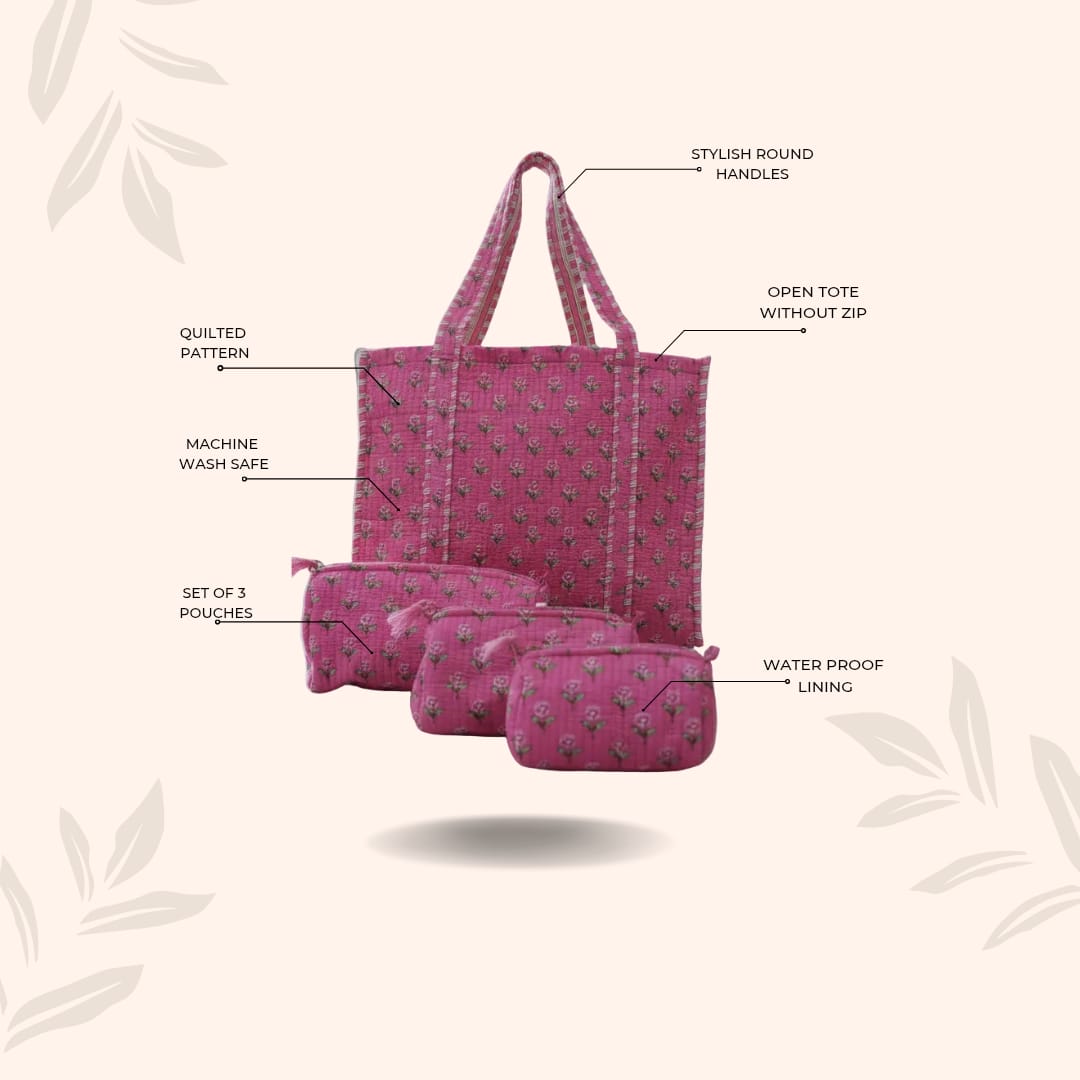 Tote Bag with set of 3 Pouches