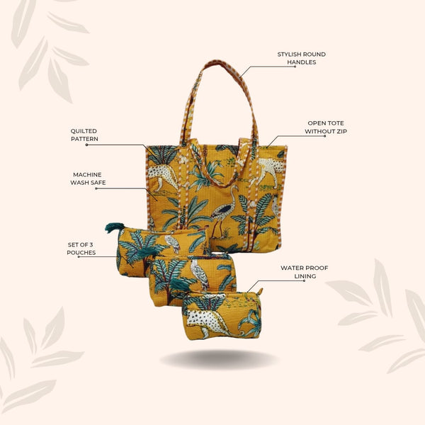 Tote Bag with set of 3 Pouches