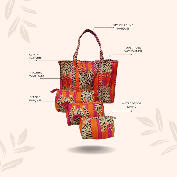 Tote Bag with set of 3 Pouches