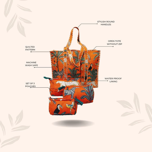 Tote Bag with set of 3 Pouches