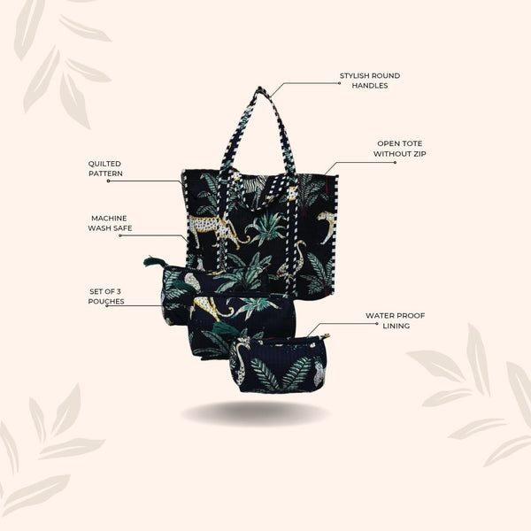 Tote Bag with set of 3 Pouches