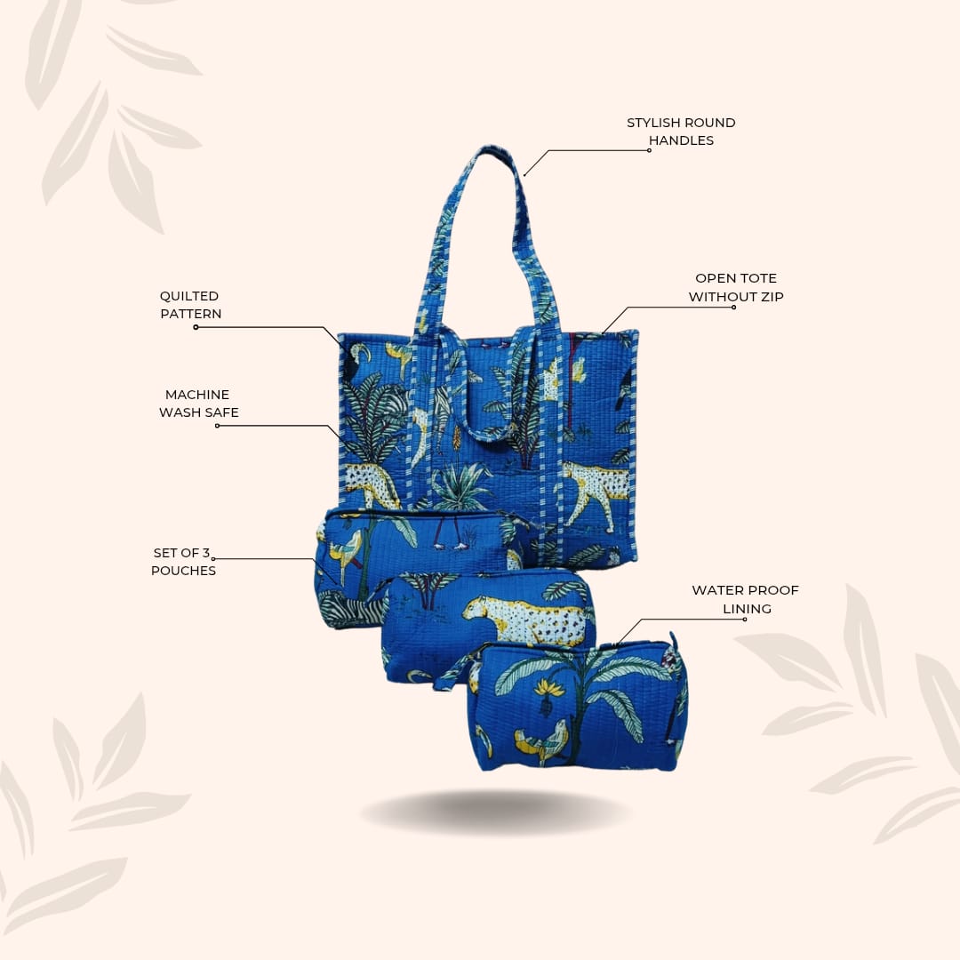 Tote Bag with set of 3 Pouches