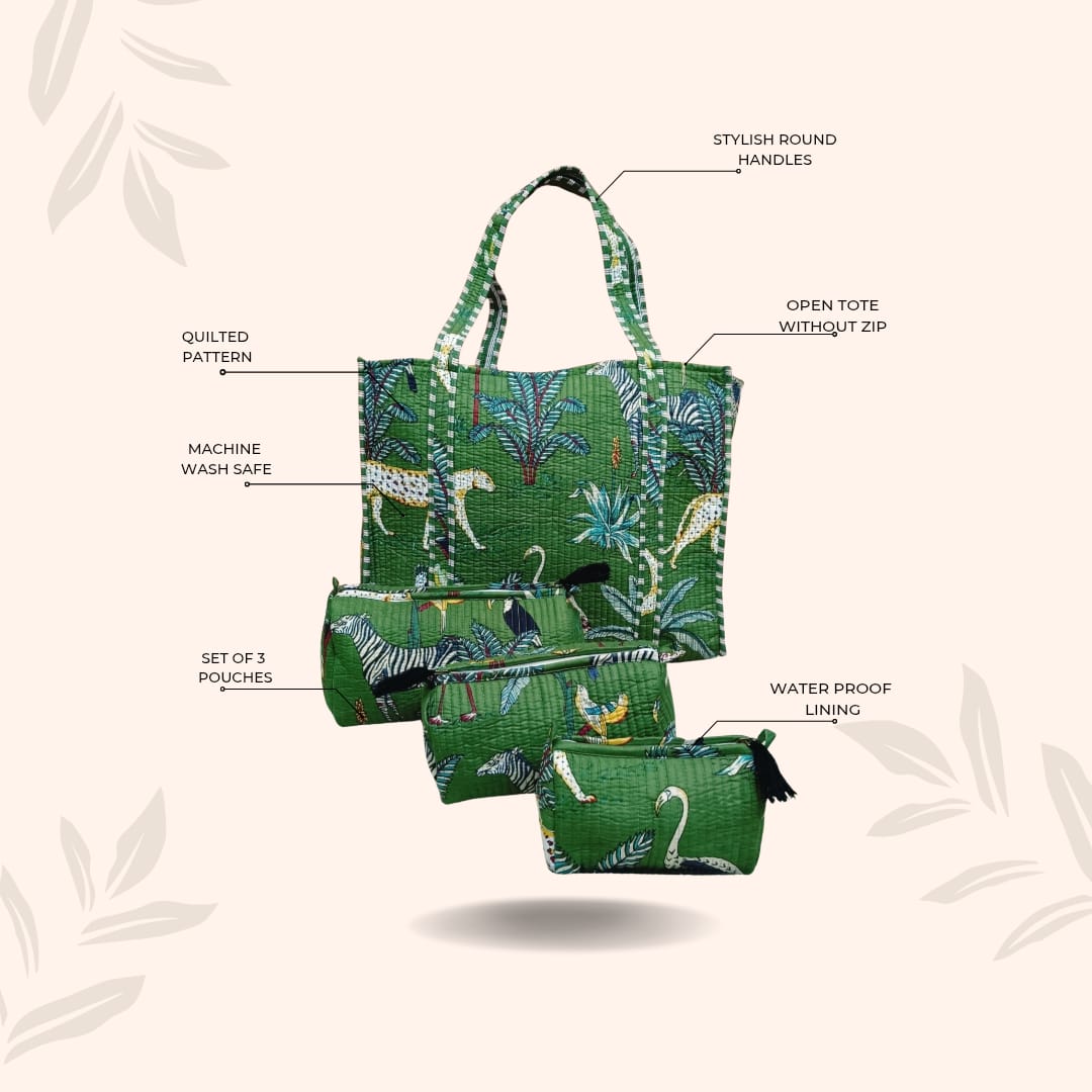 Tote Bag with set of 3 Pouches