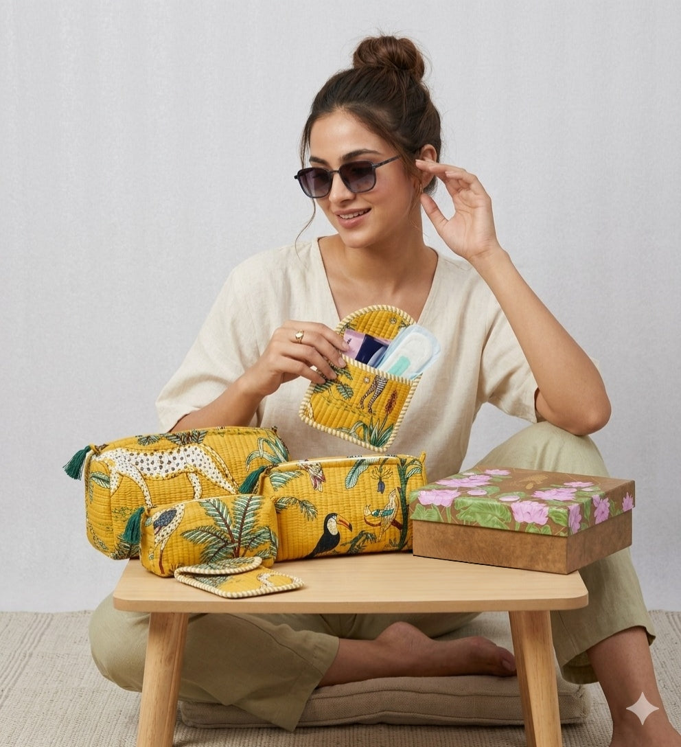 Set of 5 Utility Pouches (3 Makeup Pouches, 1 Sunglass Pouch, 1 Sanitary Napkin Pouch