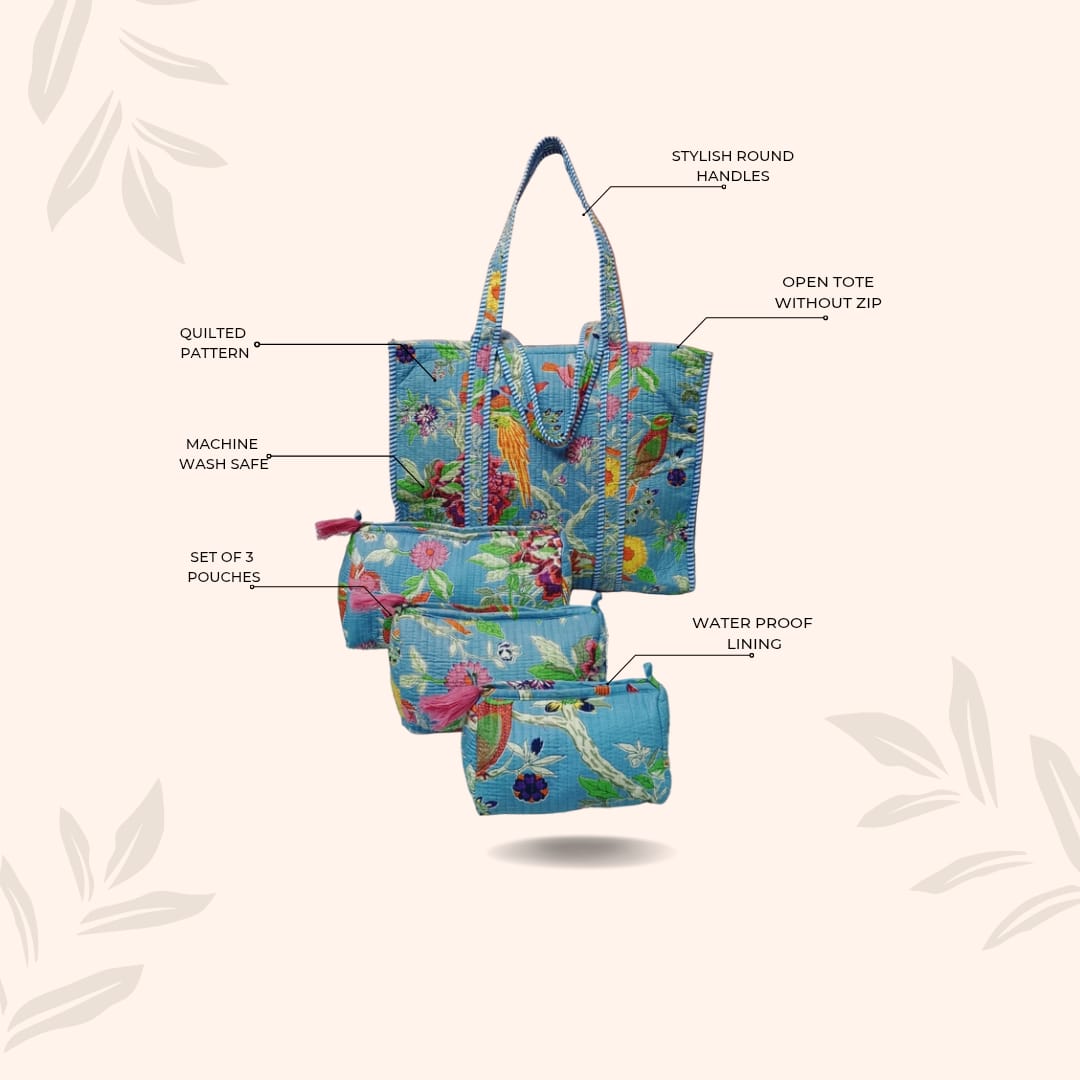 Tote Bag with set of 3 Pouches