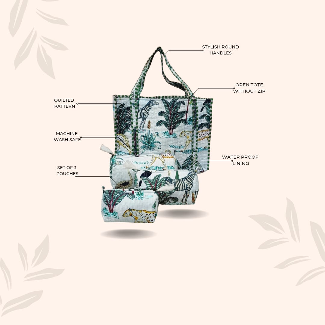 Tote Bag with set of 3 Pouches