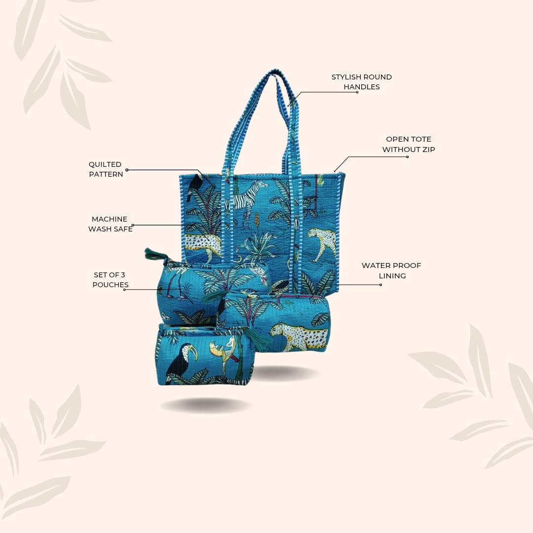 Tote Bag with set of 3 Pouches