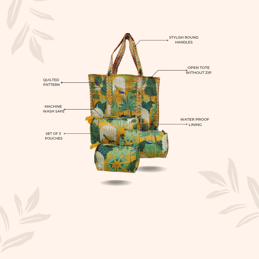 Tote Bag with set of 3 Pouches
