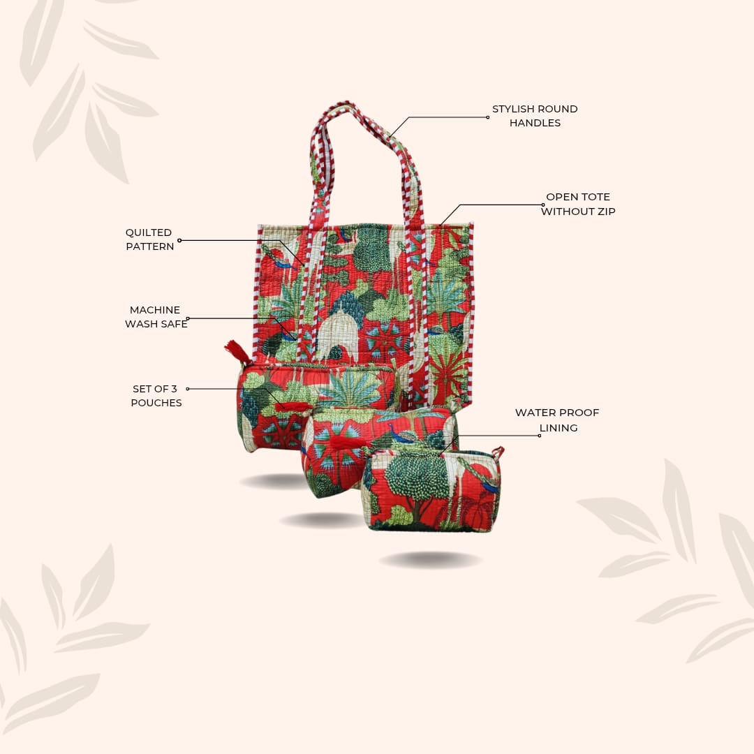 Tote Bag with set of 3 Pouches