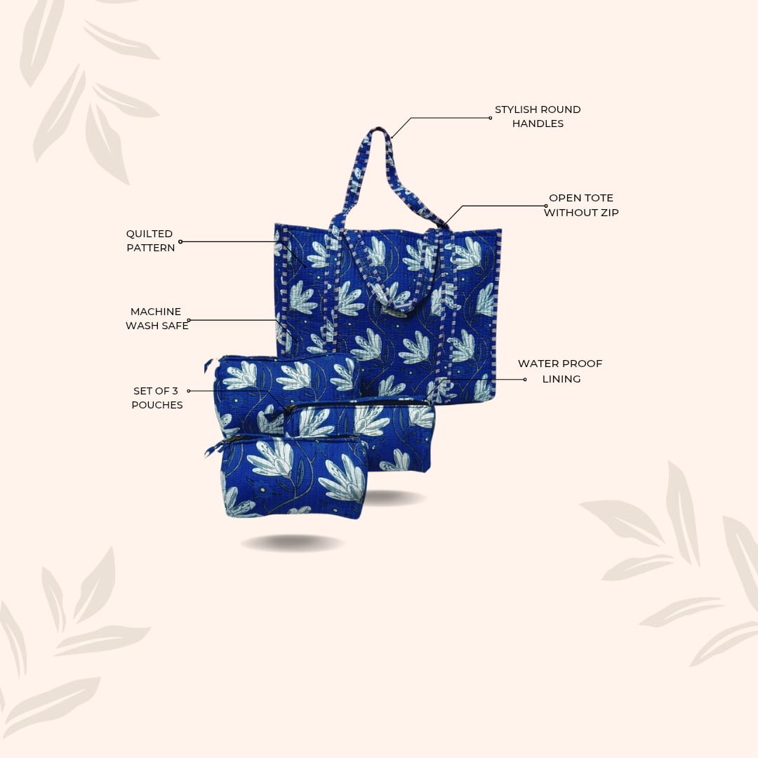 Tote Bag with set of 3 Pouches