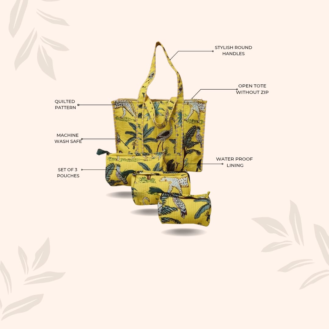 Tote Bag with set of 3 Pouches