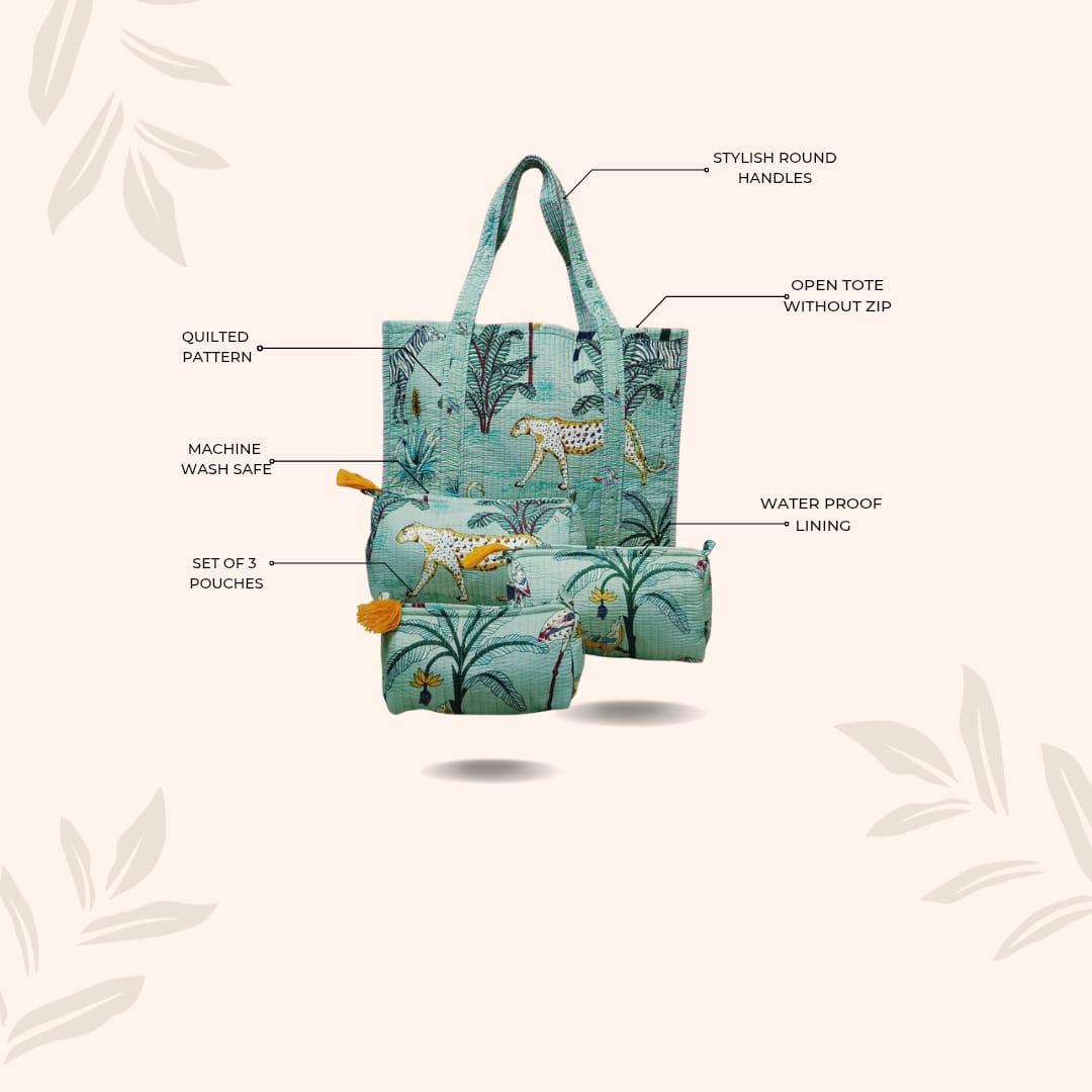 Tote Bag with set of 3 Pouches