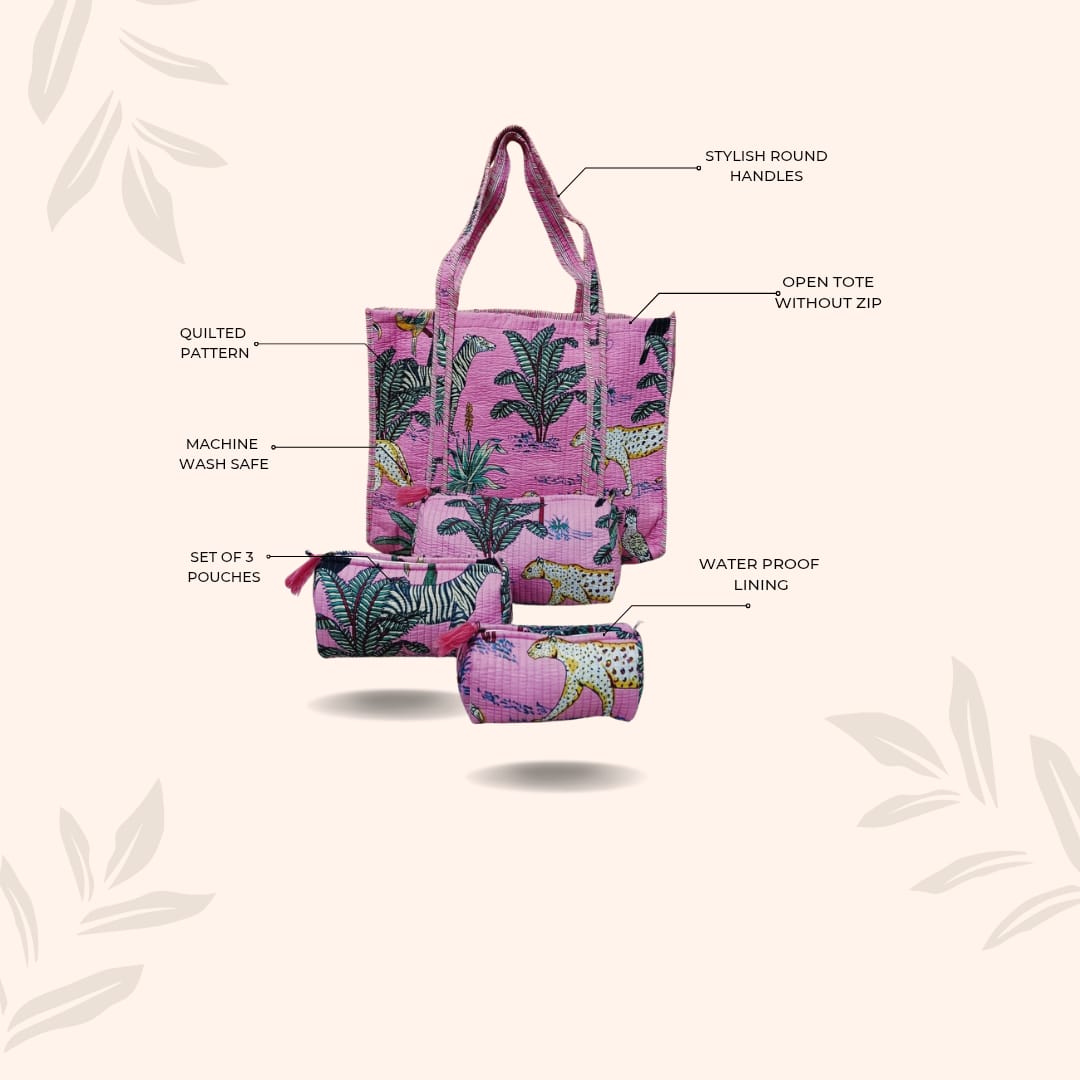 Tote Bag with set of 3 Pouches