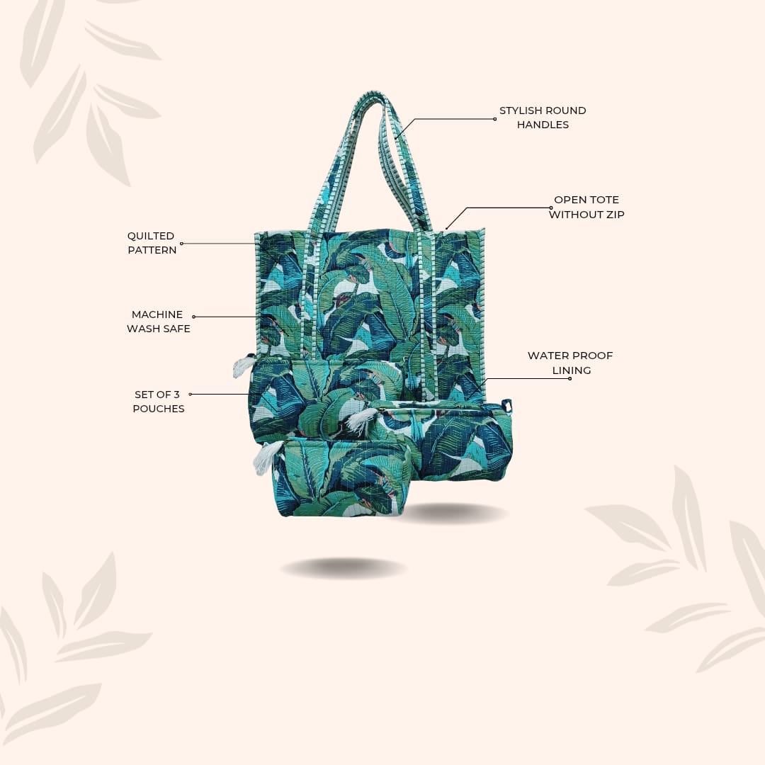 Tote Bag with set of 3 Pouches