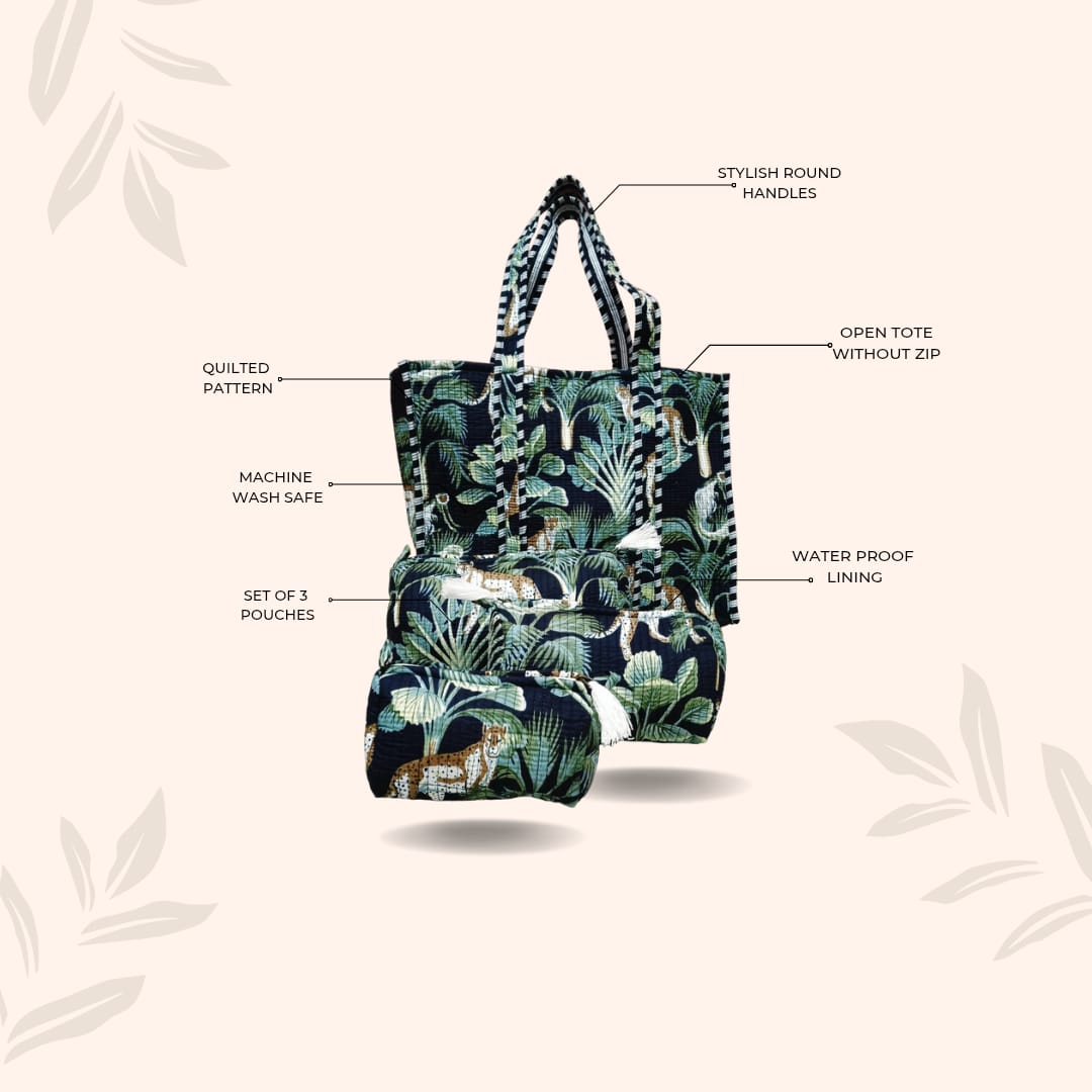 Tote Bag with set of 3 Pouches