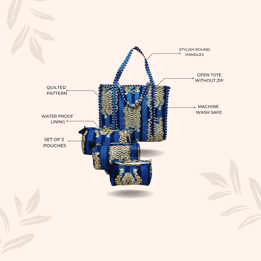 Tote Bag with set of 3 Pouches