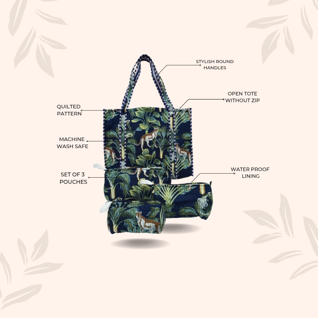 Tote Bag with set of 3 Pouches