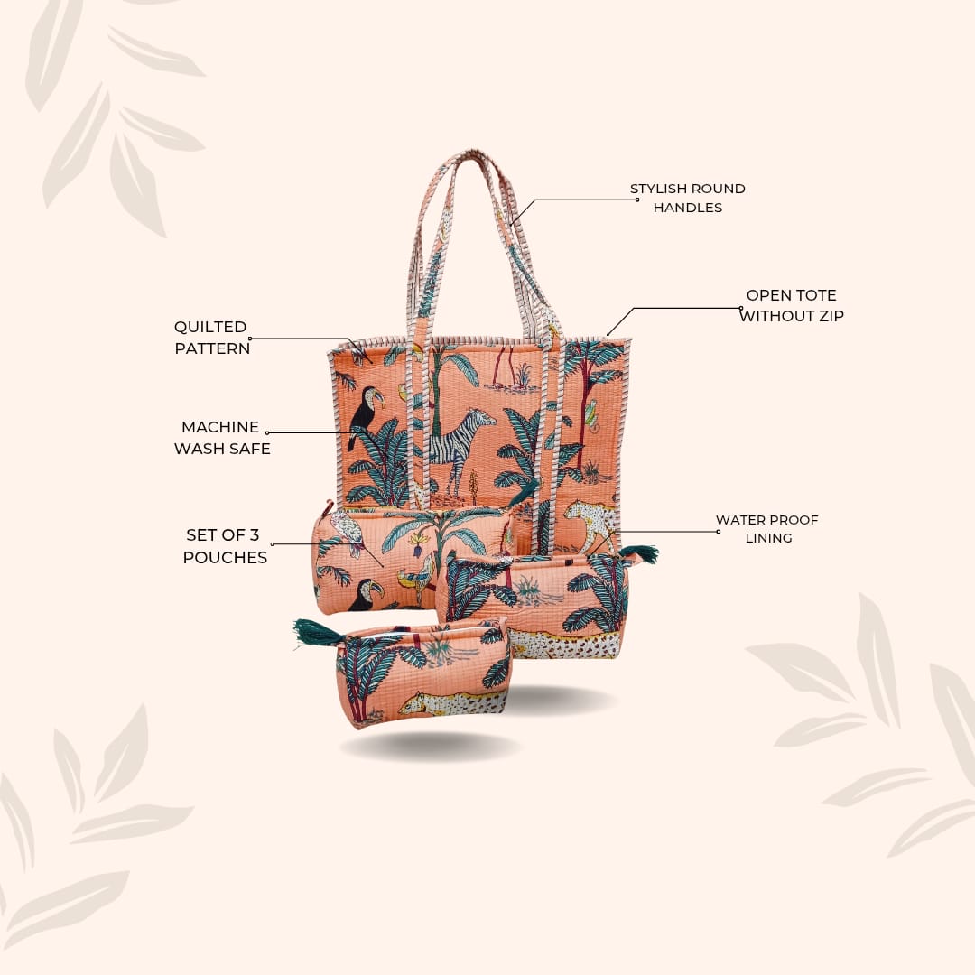 Tote Bag with set of 3 Pouches