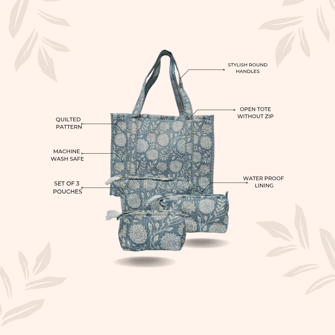Tote Bag with set of 3 Pouches