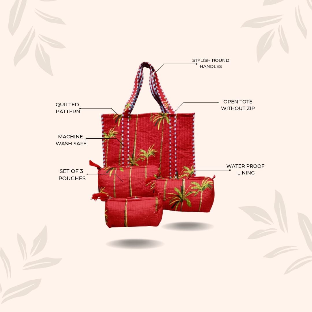 Tote Bag with set of 3 Pouches