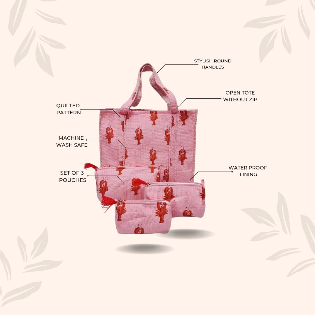 Tote Bag with set of 3 Pouches