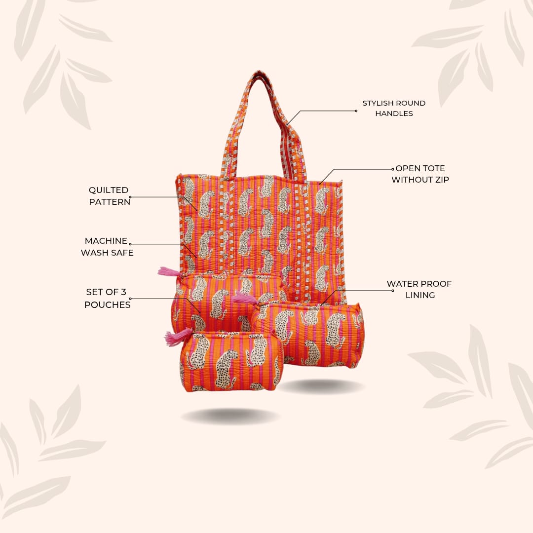 Tote Bag with set of 3 Pouches