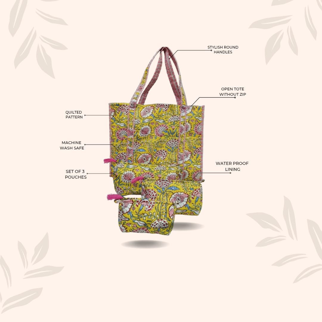 Tote Bag with set of 3 Pouches