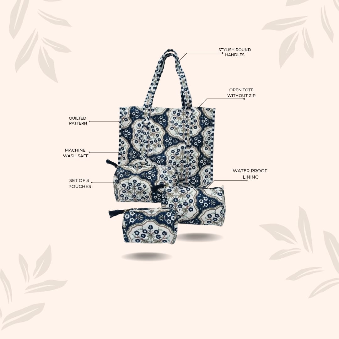 Tote Bag with set of 3 Pouches