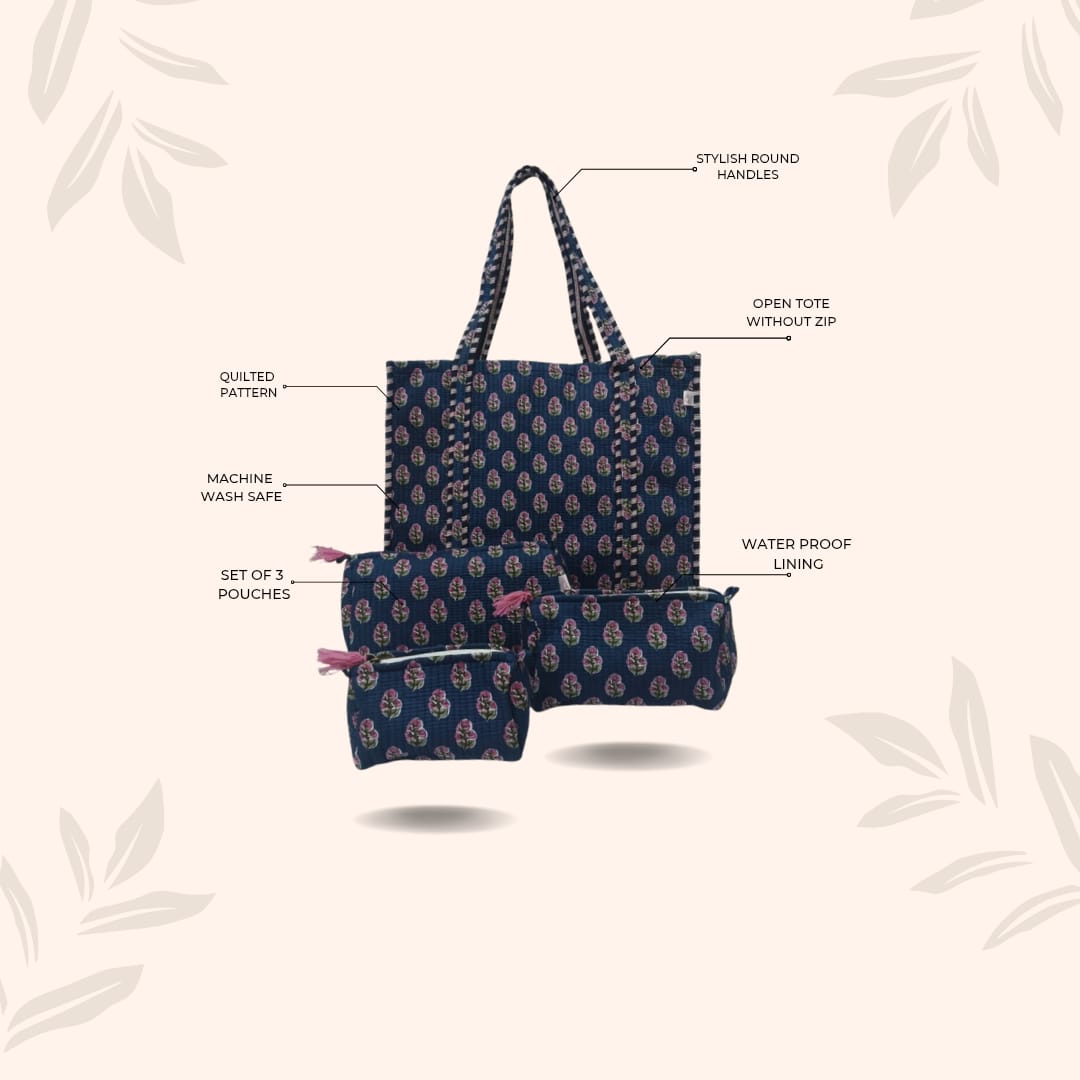 Tote Bag with set of 3 Pouches