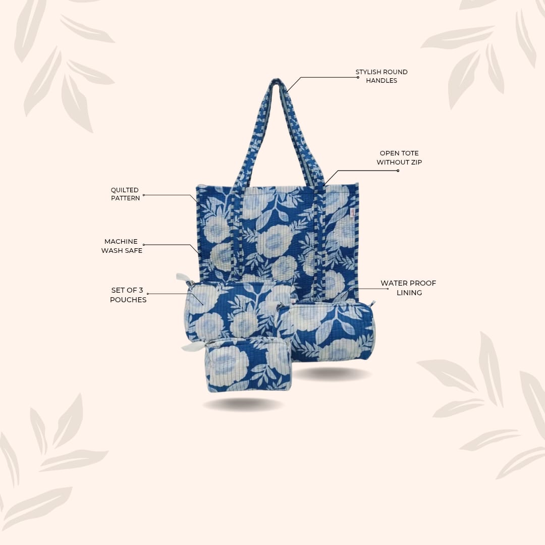 Tote Bag with set of 3 Pouches