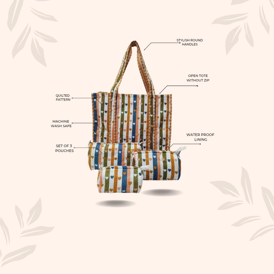 Tote Bag with set of 3 Pouches
