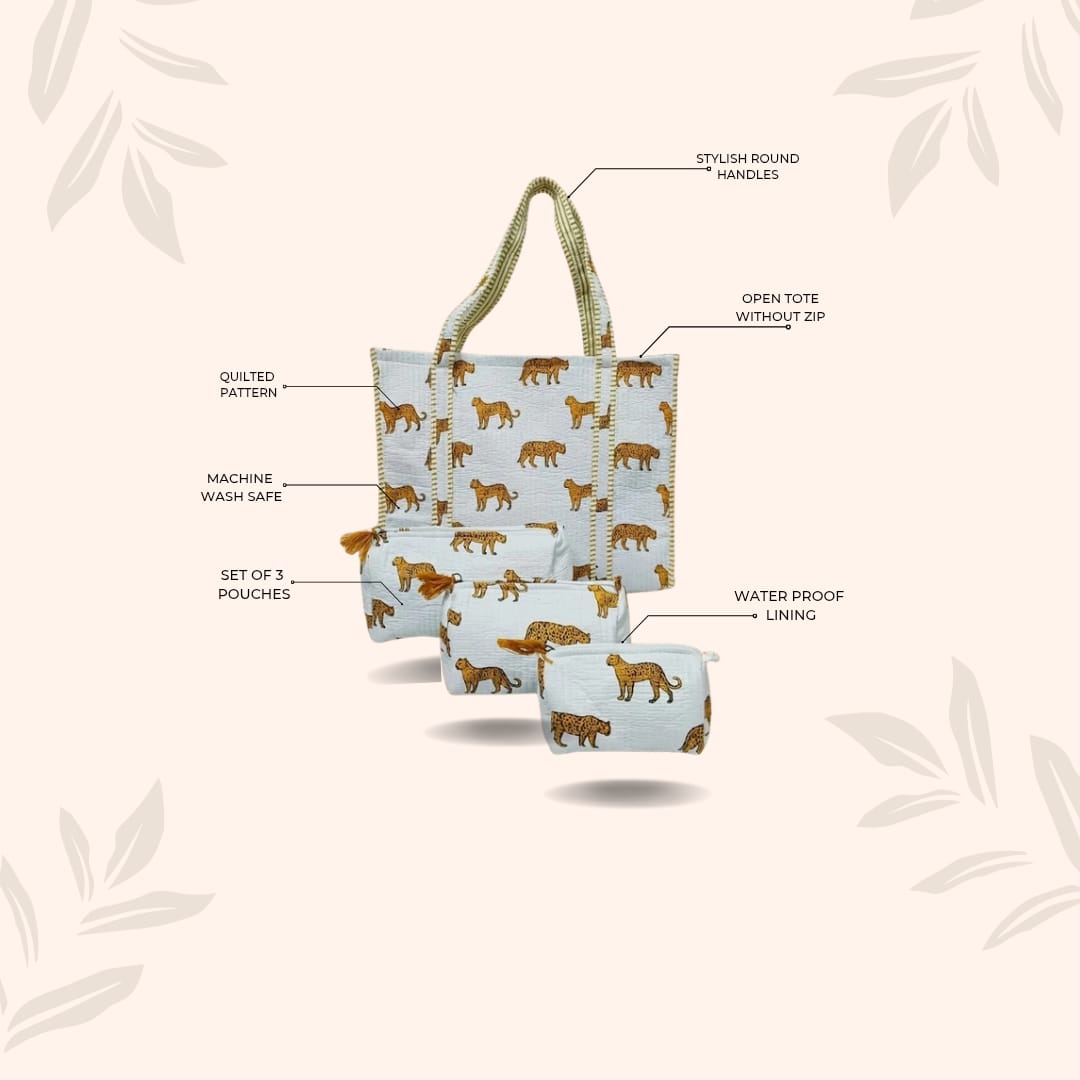 Tote Bag with set of 3 Pouches