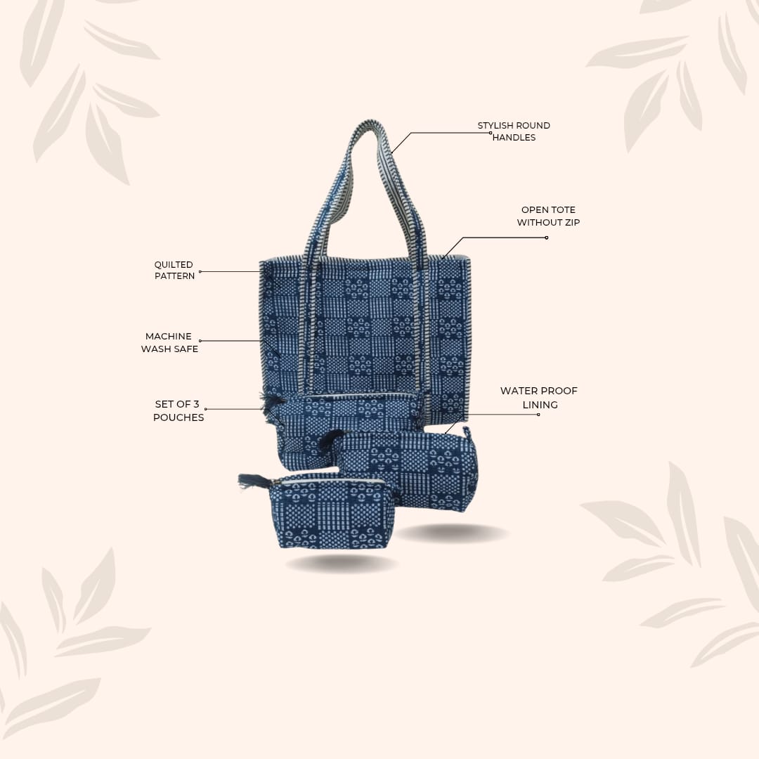 Tote Bag with set of 3 Pouches