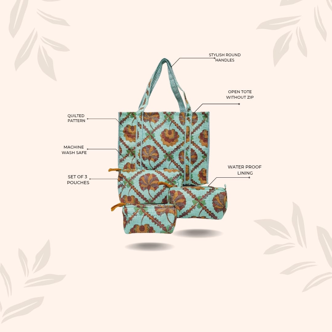 Tote Bag with set of 3 Pouches