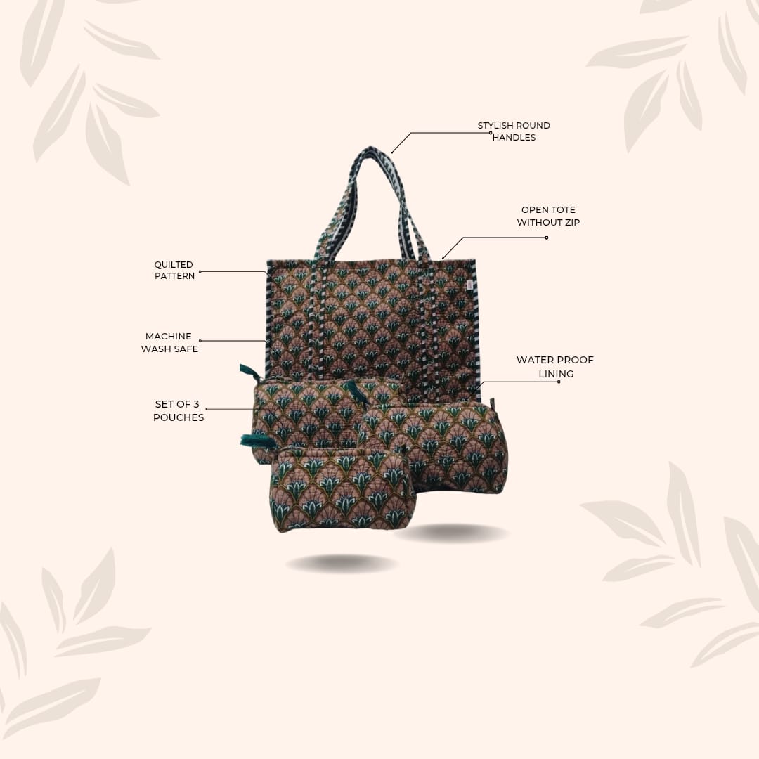 Tote Bag with set of 3 Pouches