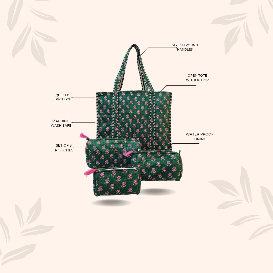 Tote Bag with set of 3 Pouches