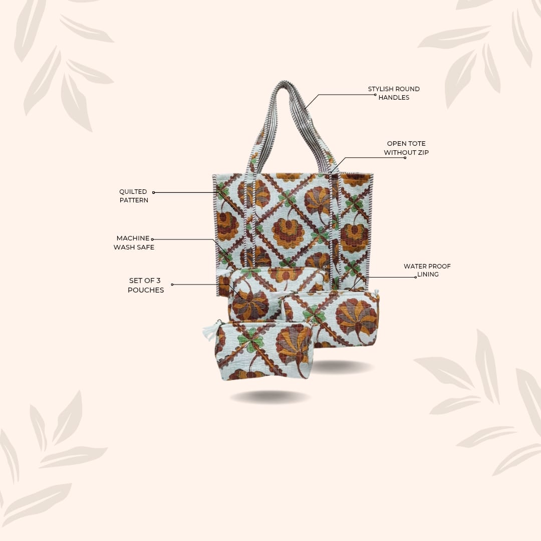 Tote Bag with set of 3 Pouches