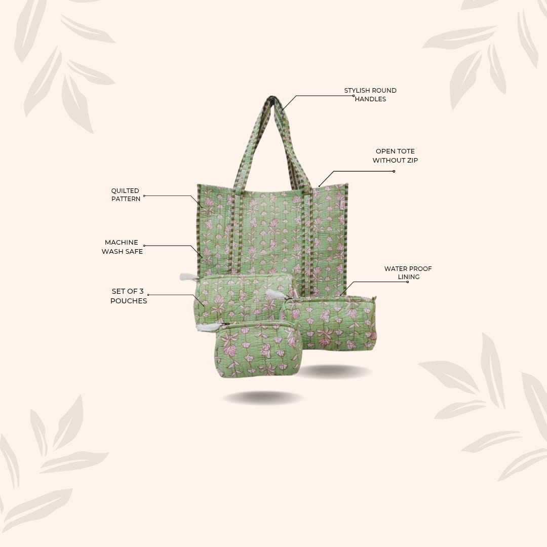 Tote Bag with set of 3 Pouches