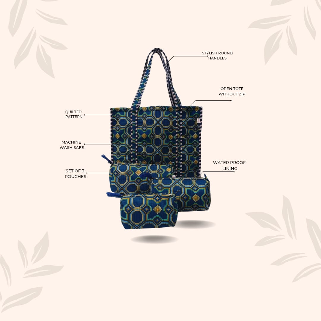 Tote Bag with set of 3 Pouches