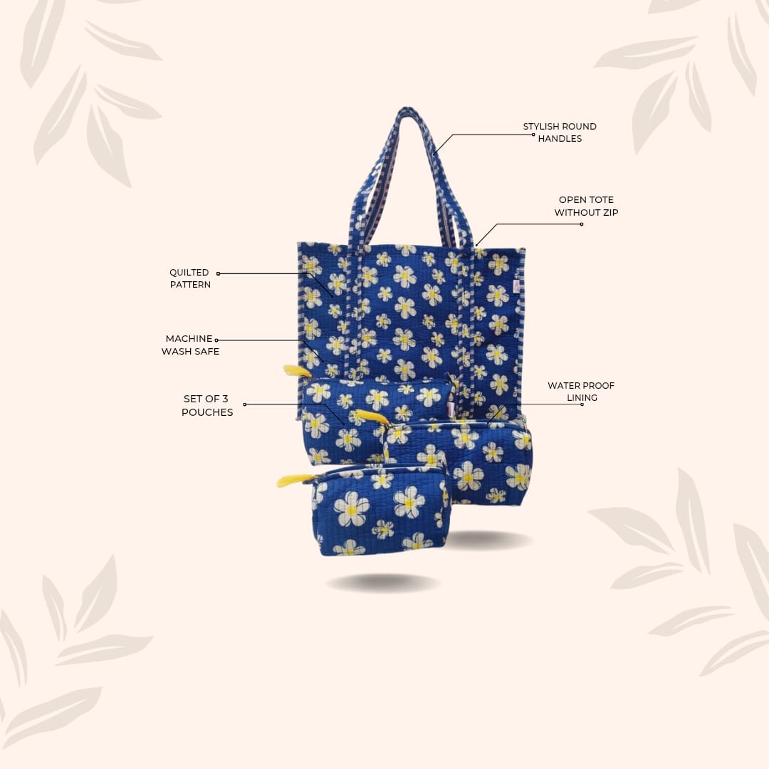 Tote Bag with set of 3 Pouches