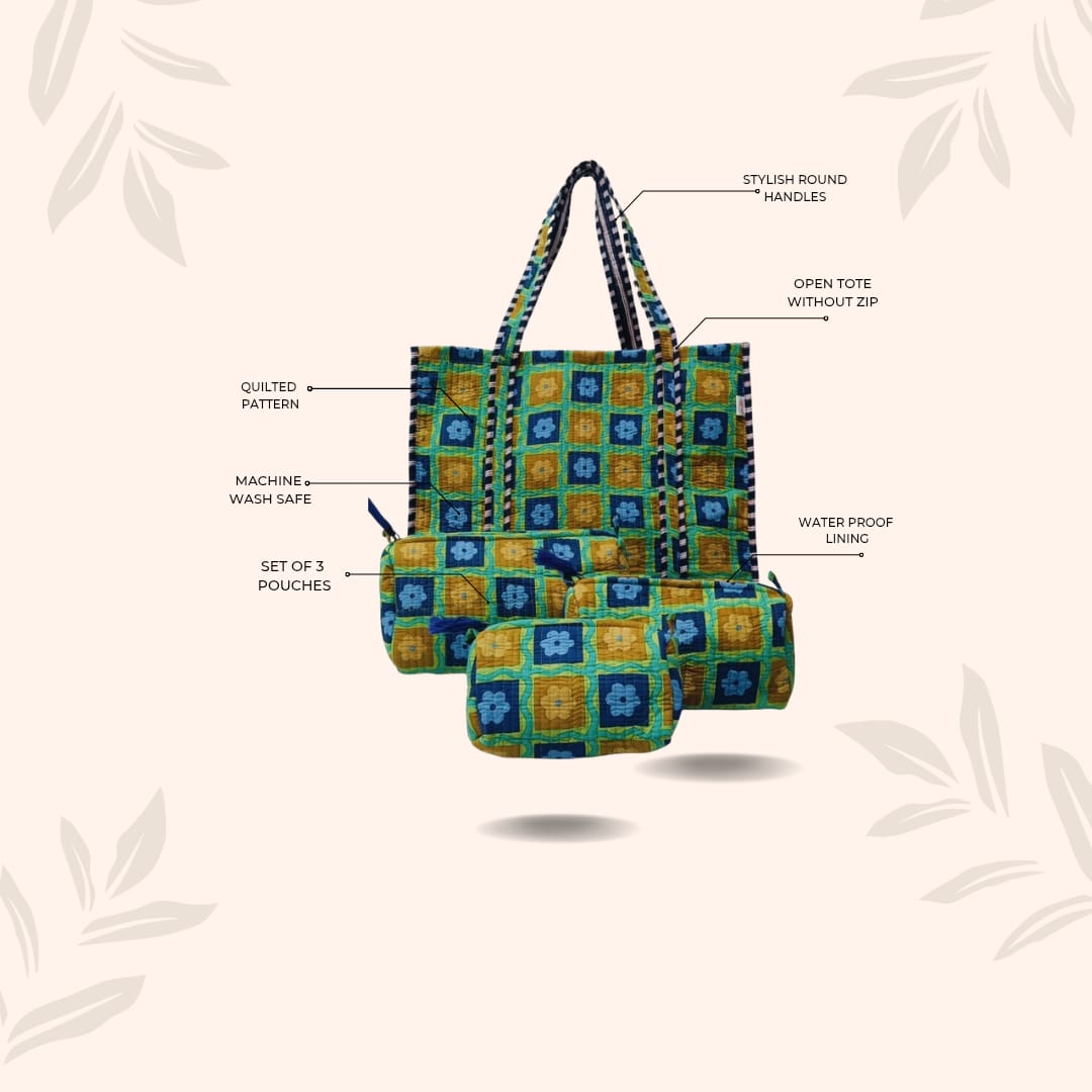 Tote Bag with set of 3 Pouches