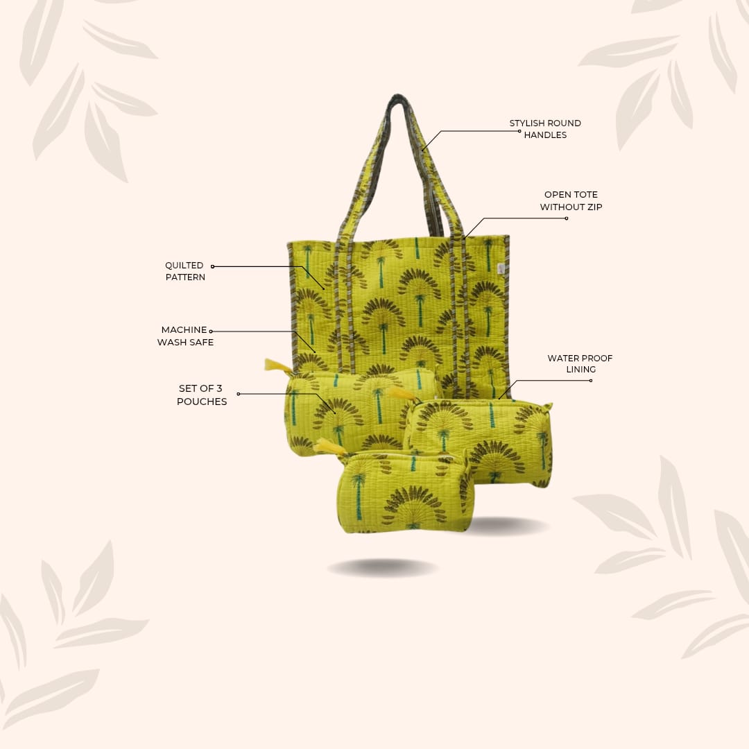 Tote Bag with set of 3 Pouches